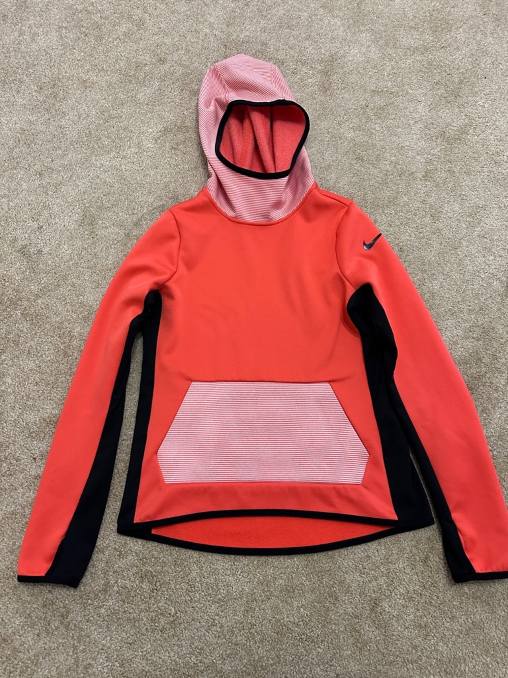 Nike Kids Coral & Black Hooded Performance Pullover